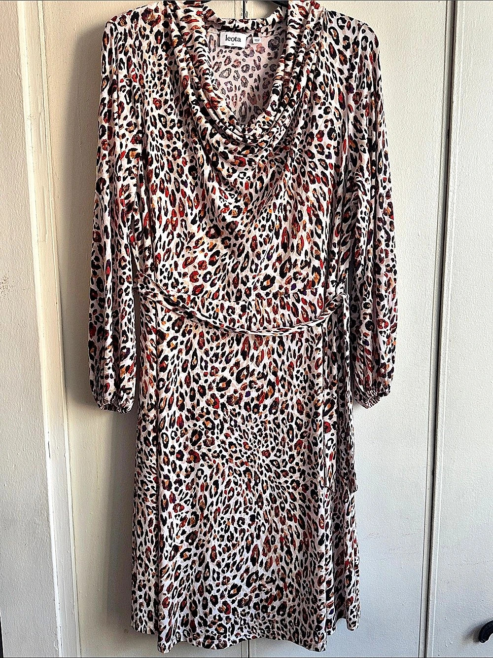 Leota Animal Print Cowl Neck Dress Size 3X